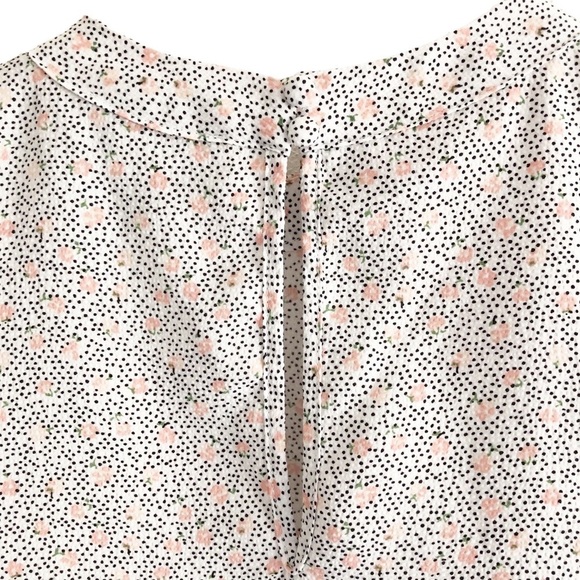 Rachel Zoe Floral Polka Dot Print Long Sleeve Blouse Size Small - Picture 3 of 5